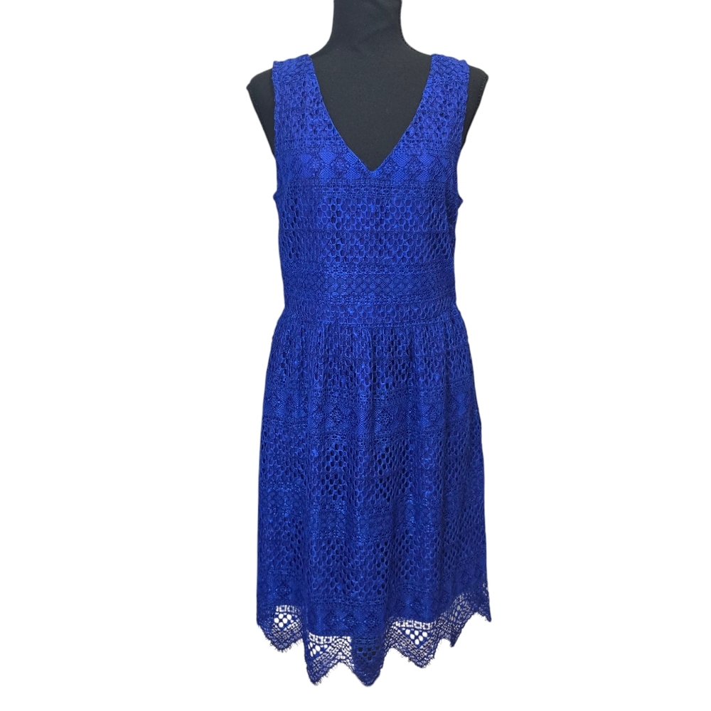 ⭐️Banana Republic Cobalt Blue Lace Cocktail Dress Sz 8 - Picture 2 of 8
